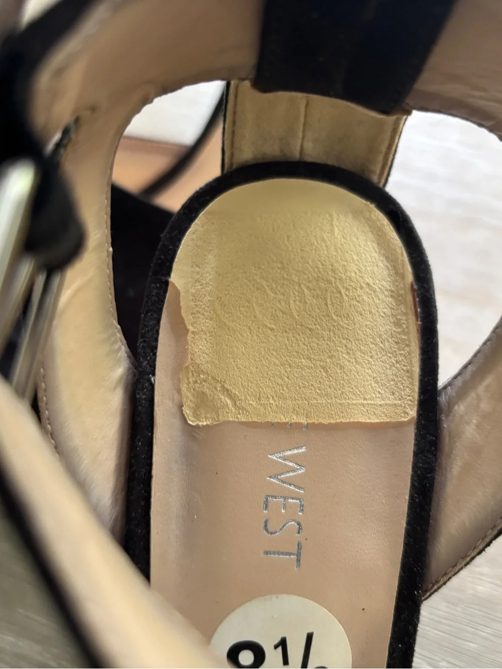 Nine West Black Suede Peep-Toe Wedge Sandals with Ankle Buckle